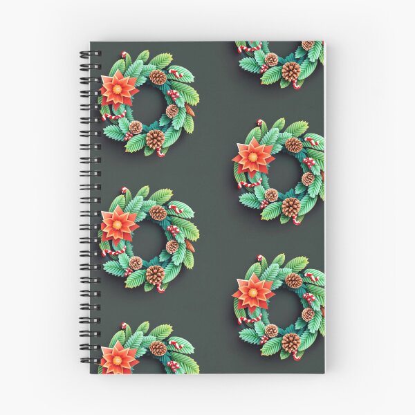 Artikelvorschau, Fichtenkranz, leuchtend grün, Blume, rote Stoffe Weihnachtsfichtenkranz Stern von Bethlehem rot schwarz grün Wegerich entworfen und verkauft von gulka8.