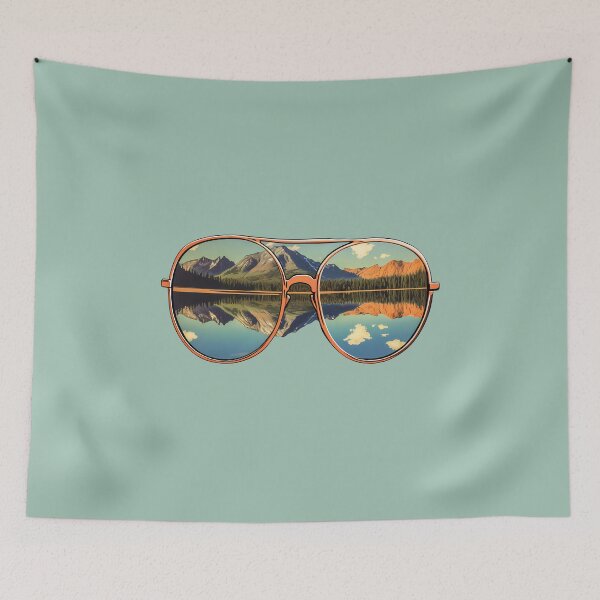 Item preview, Gold Aviator Sunglasses Mountain Lake Reflection Adventure Eyewear designed and sold by meganohm.