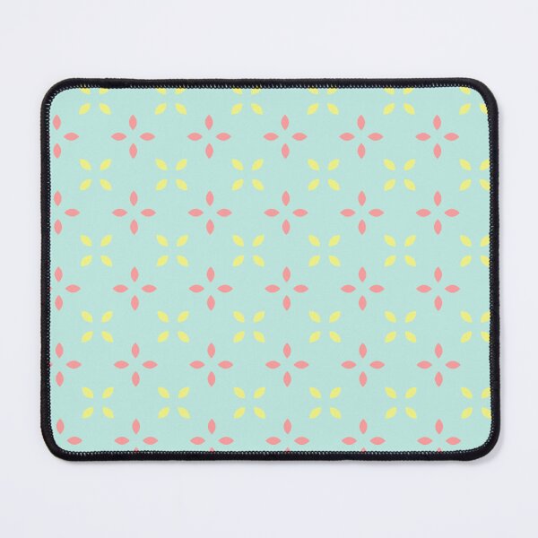 Item preview, Aqua Blue Yellow Pink Cross Leaves X-Shape Symmetry Repeating Simplistic Spring Daisy Pattern designed and sold by PenguinForests.