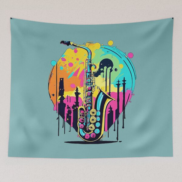 Item preview, Graffiti style saxophone designed and sold by NotesForMusic.