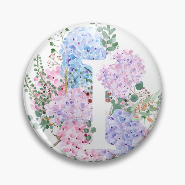Item preview, botanical monogram alphabet I hydrangea flowers hand painted designed and sold by SelenePaintings .
