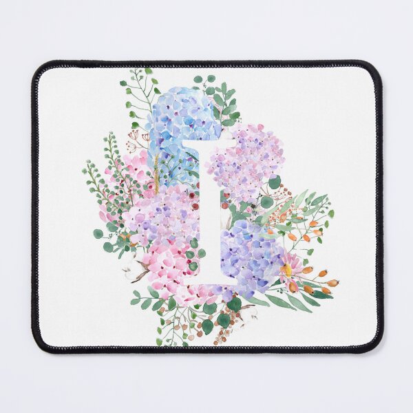 Item preview, botanical monogram alphabet I hydrangea flowers hand painted designed and sold by SelenePaintings .