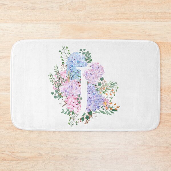 Item preview, botanical monogram alphabet J hydrangea flowers hand painted designed and sold by ColorandColor.