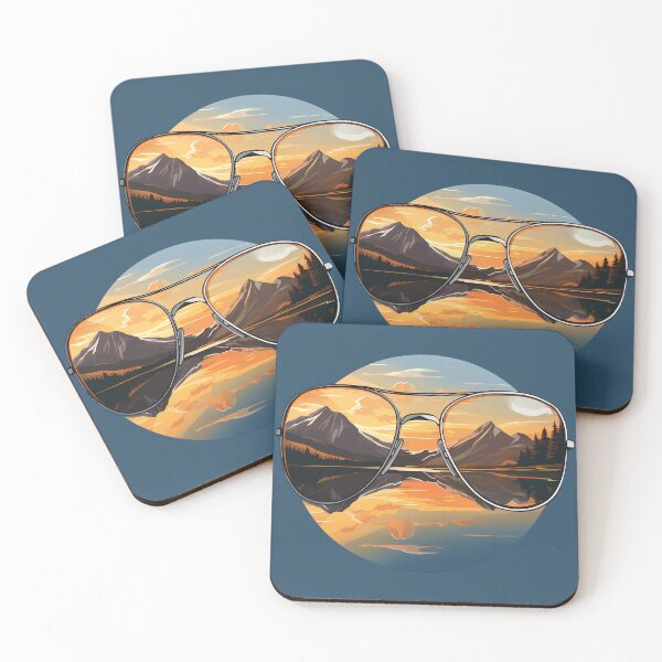 Item preview, Silver Aviator Sunglasses Mountain Sunset Serenity Statement Shades designed and sold by meganohm.