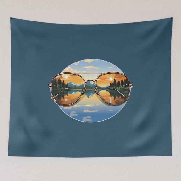 Item preview, Gold Aviator Sunglasses Tranquil Mountain Lake Calm Nature designed and sold by meganohm.