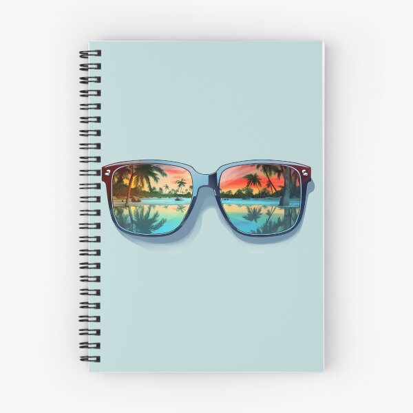 Aperçu de l'œuvre Lunettes de soleil de style Wayfarer Lunettes d'évasion au coucher du soleil sur la plage tropicale créée et vendue par meganohm.