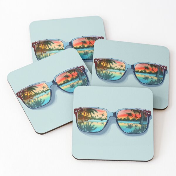 Item preview, Wayfarer Style Sunglasses Tropical Beach Sunset Escape Eyewear designed and sold by meganohm.