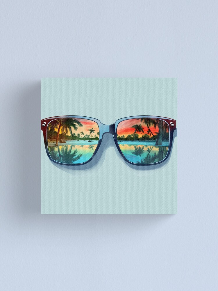 Wayfarer Style Sunglasses Tropical Beach Sunset Escape Eyewear Canvas Print