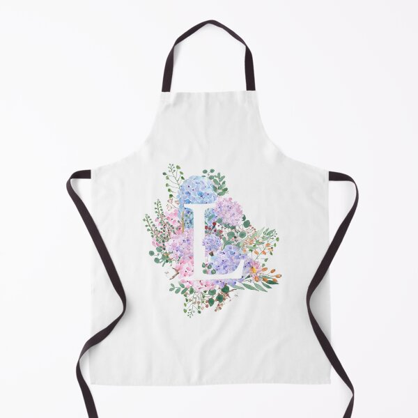 Item preview, botanical monogram alphabet L hydrangea flowers hand painted designed and sold by ColorandColor.