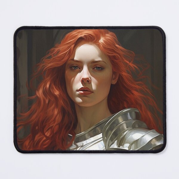 Item preview, Redhead Knight wearing Silver Armour - Art Nouveau Style designed and sold by ArtNouveauChic.