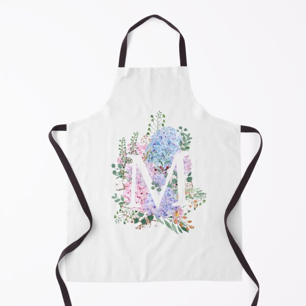 Item preview, botanical monogram alphabet M hydrangea flowers hand painted designed and sold by SelenePaintings .