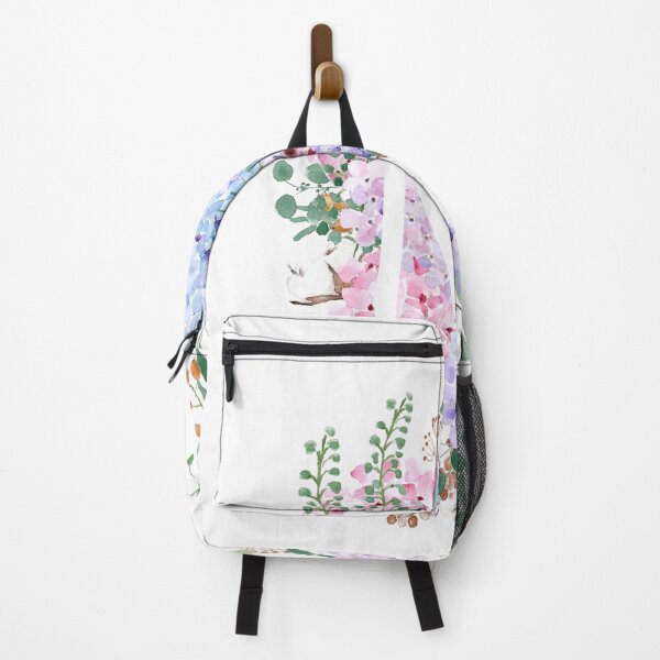 Item preview, botanical monogram alphabet M hydrangea flowers hand painted designed and sold by ColorandColor.