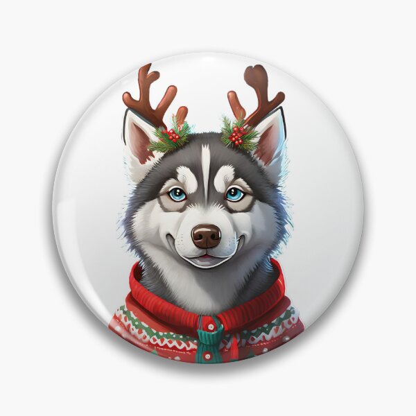 Item preview, Husky xmas dressed in Christmas sweater and antlers, essential t-shirts designed and sold by emaotx.