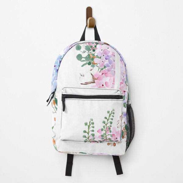 Item preview, botanical monogram alphabet N hydrangea flowers hand painted designed and sold by ColorandColor.