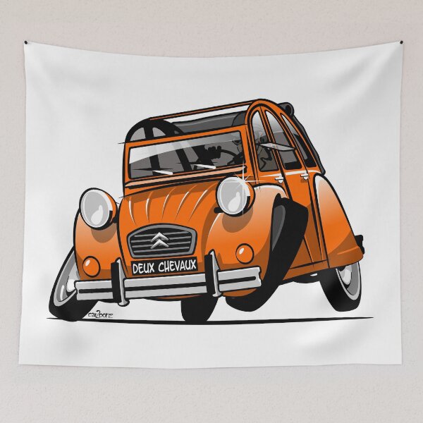 Item preview, 2CV caricature orange designed and sold by car2oonz.