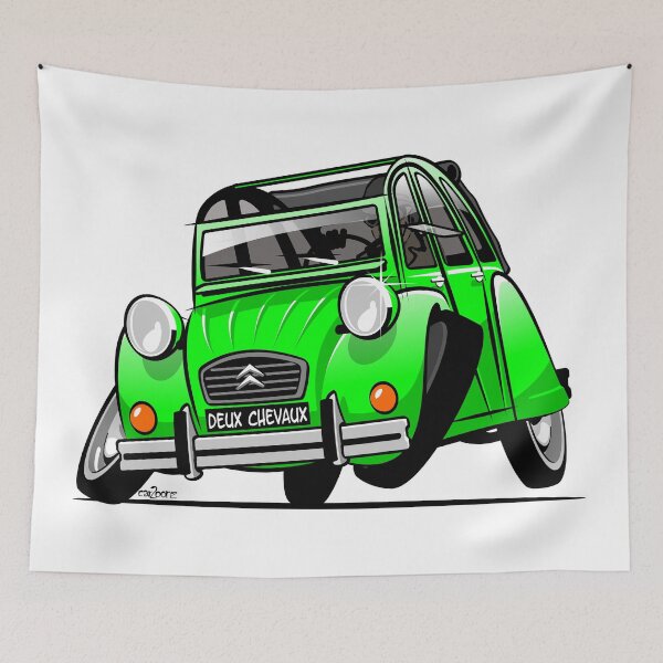 Item preview, 2CV caricature green designed and sold by car2oonz.