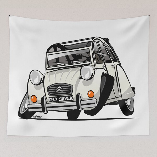 Item preview, 2CV caricature white designed and sold by car2oonz.