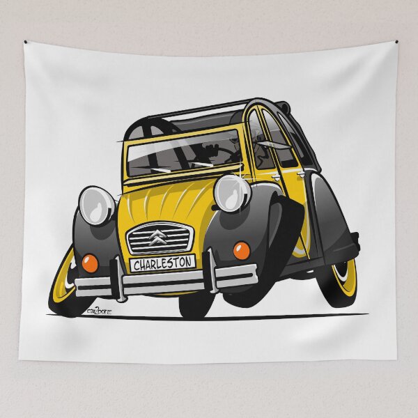 Item preview, 2CV caricature Charleston yellow designed and sold by car2oonz.