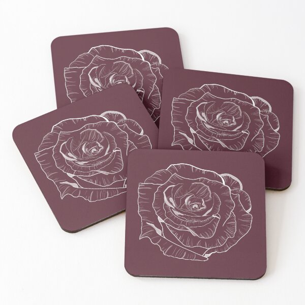 Item preview, White rose drawing, maroon background designed and sold by katelynroseart1.