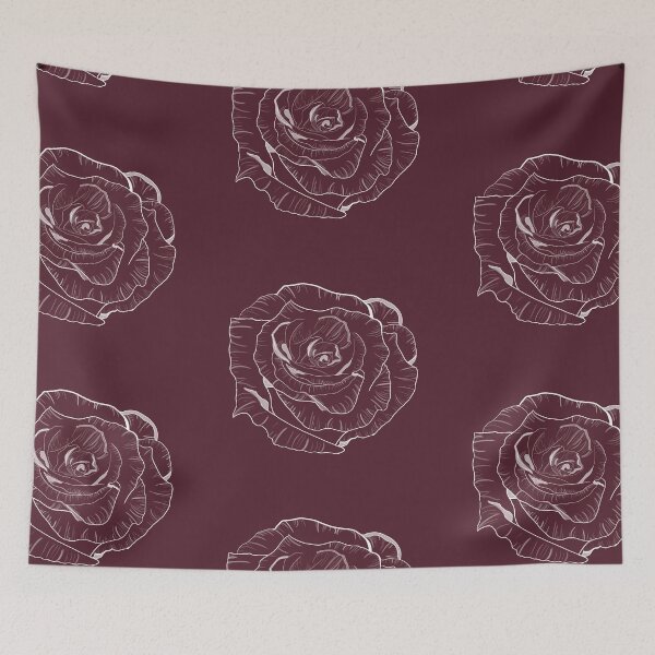 Item preview, White rose drawing, maroon background designed and sold by katelynroseart1.