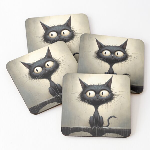 Item preview, Cartoon cat in the rain designed and sold by Pixelartistin.