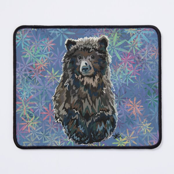 Item preview, Nugget the bear cub with floral background designed and sold by Angela Balazs.
