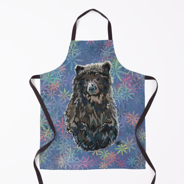 Item preview, Nugget the bear cub with floral background designed and sold by Angela Balazs.