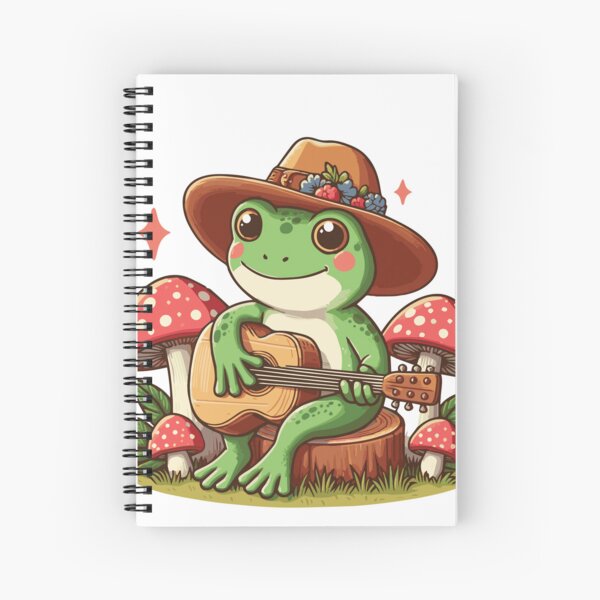 Cottagecore Aesthetics Frog Playing Guitar Spiral Notebook