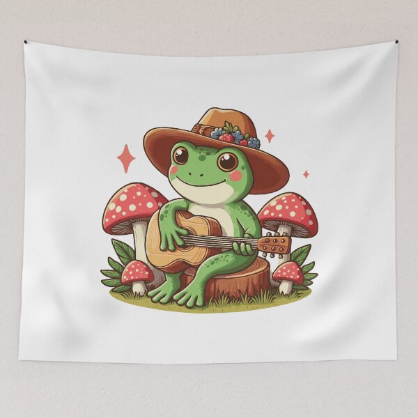 Item preview, Cottagecore Aesthetics Frog Playing Guitar designed and sold by heartsake.
