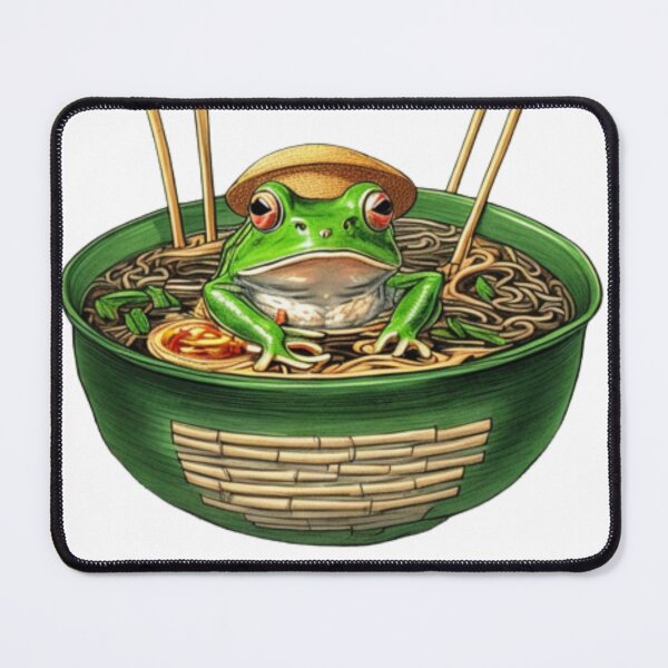 Item preview, Frog eating noodles""Noodle Noshing Amphibians: A Playful Take on Frog Culinary Delights" designed and sold by Obinne.