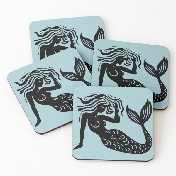 Item preview, Woodcut Mermaid  designed and sold by Texterns.