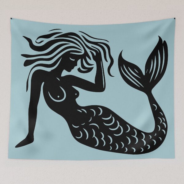 Item preview, Woodcut Mermaid  designed and sold by Texterns.