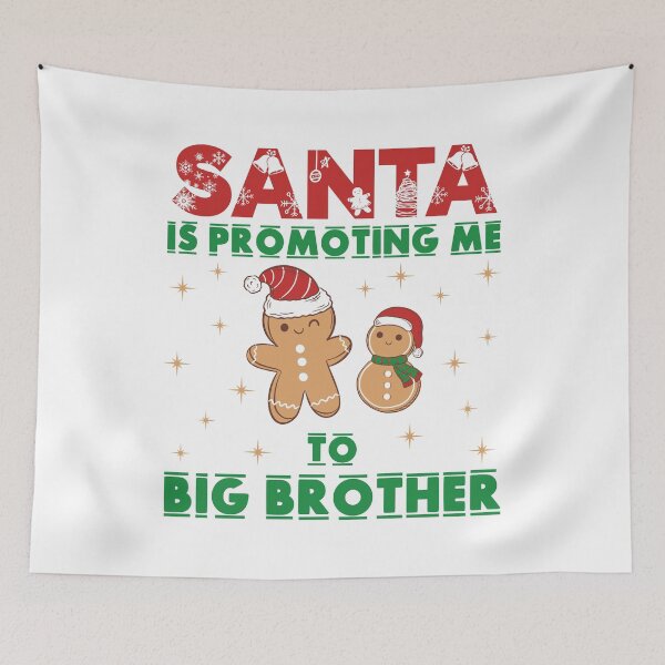 Item preview, Santa is Promoting Me to Big Brother - Baby Sibling Pregnancy Announcement (Red and Green Text) designed and sold by Spiprinto.