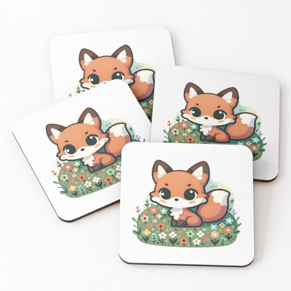 Item preview, Charming Fox Cub in a Flower Field designed and sold by UmbrellaStudio1.