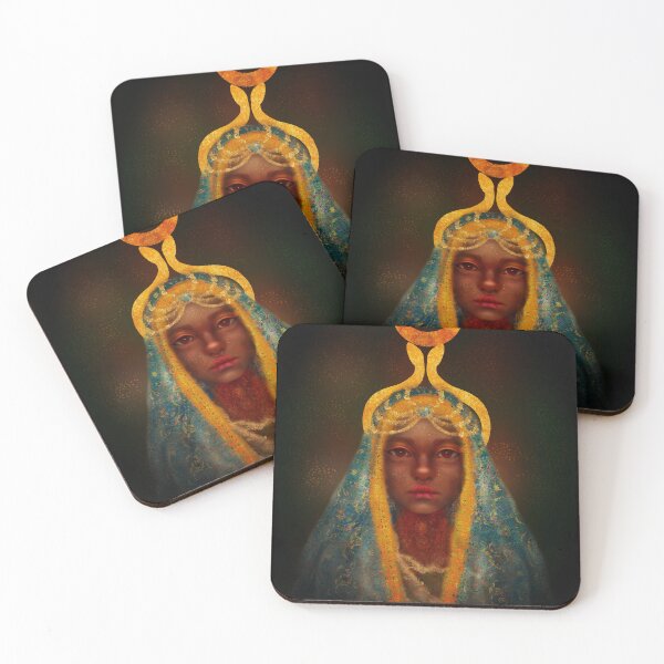Item preview, Royalcore Art Night Goddess in Midnight blue Veil with gold stars designed and sold by Monica Laipple.