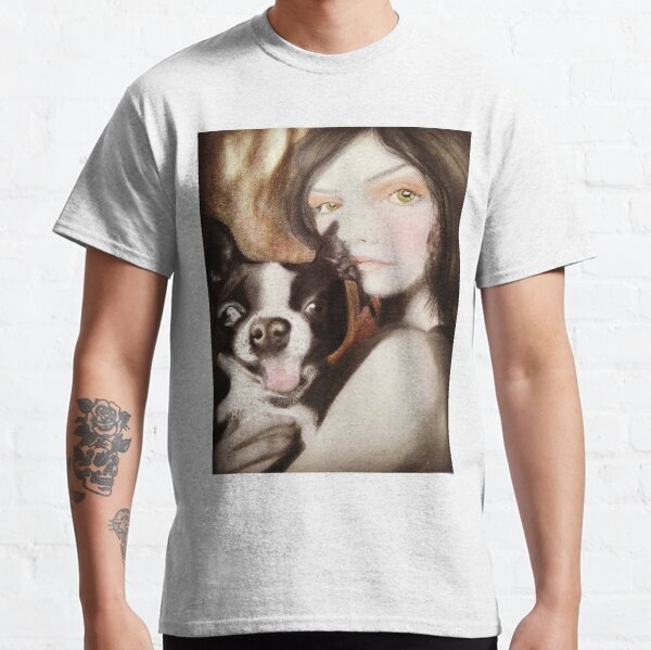 Famke Boston Terrier Fantasy Surreal Art Portrait Classic T-Shirt