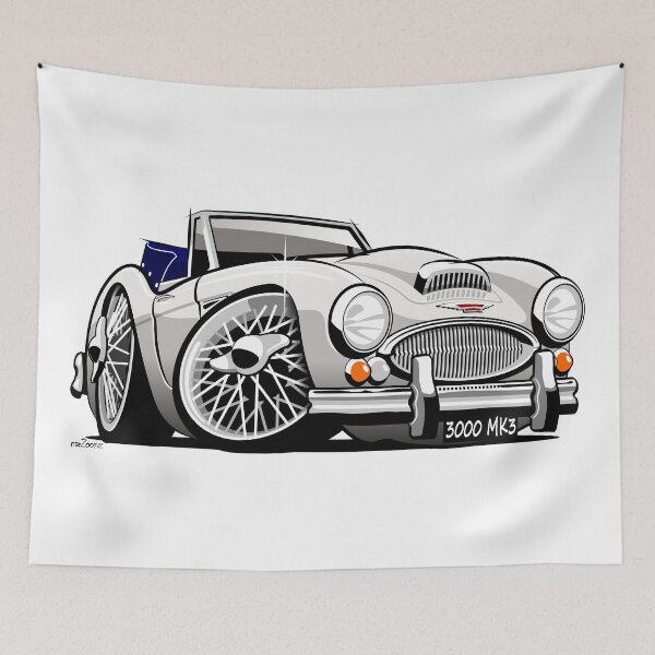Item preview, Austin Healey 3000 Mk 3 caricature  old English white designed and sold by car2oonz.