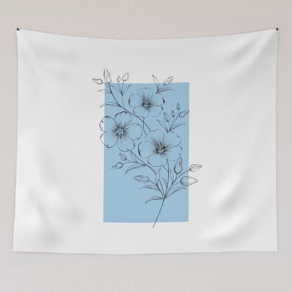 Item preview, Linen Flax Flowers Botanical Drawing Line Art designed and sold by dk-design85.
