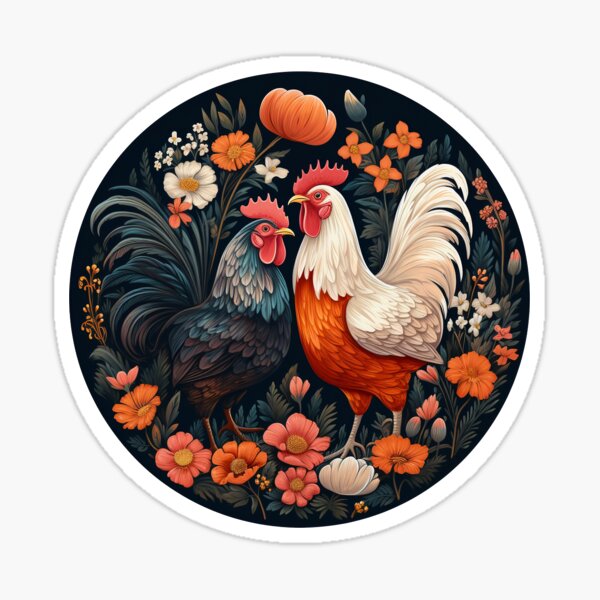 Aperçu de l'œuvre Coqs en fleurs créée et vendue par HHomestead.