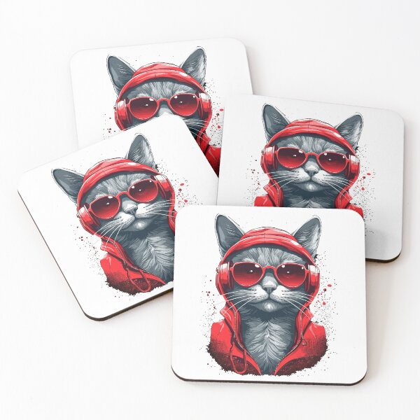 Item preview, cat gangster wearing sunglasses with headphone, cat gangster tyle, cool cat hiphop style designed and sold by GreyStanzione1.