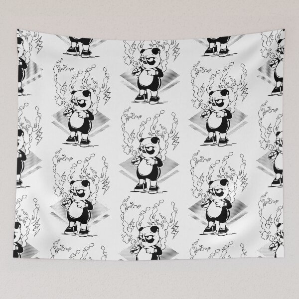 Item preview, silhouette panda smoking, black and white panda smoking, panda smoking in black white theme designed and sold by GreyStanzione1.