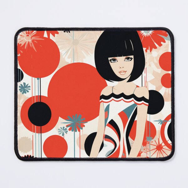 Item preview, Vintage Girl Portrait in the 60s Style on a Floral Background designed and sold by AgathaZolastore.