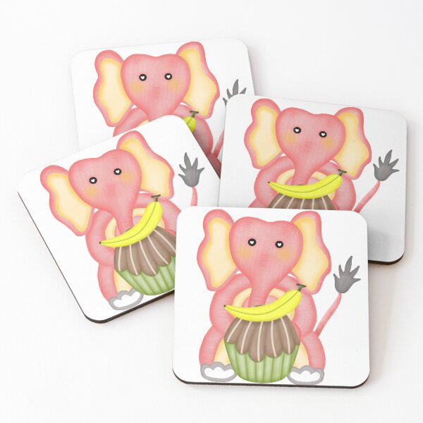Item preview, Cute baby elephant eating banana cupcake.  designed and sold by Onanong2531.