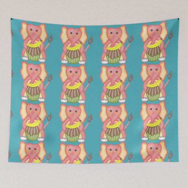Item preview, Cute baby elephant eating banana cupcake.  designed and sold by Onanong2531.