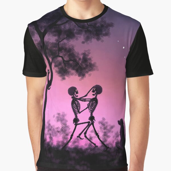 Skeleton Melee, with Raven, Cat, and Dog Graphic T-Shirt