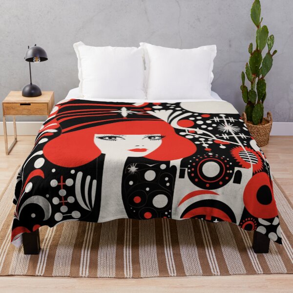Item preview, Graphic Girl Portrait in the 60s Style on a Floral Background designed and sold by AgathaZolastore.