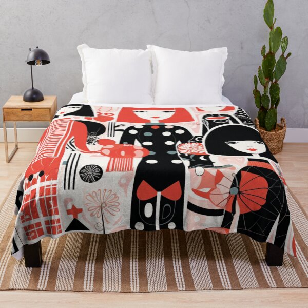 Item preview, Graphic Ladies Portrait in the 60s Style on a Doodle Background designed and sold by AgathaZolastore.