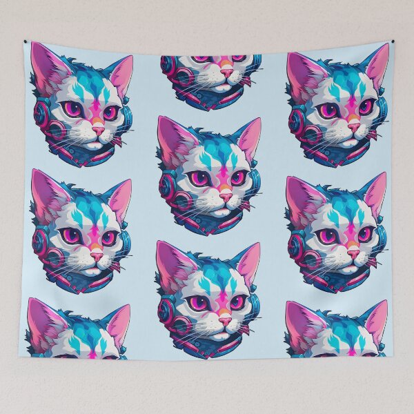 Item preview, Subtle Trans Pride Cyberpunk Cat designed and sold by ArtliciousHUMAN.