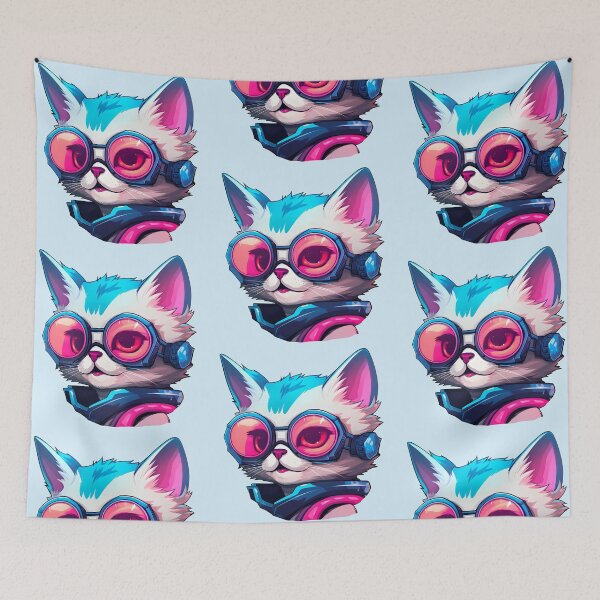 Item preview, Subtle Trans Pride Cyberpunk Cat designed and sold by ArtliciousHUMAN.