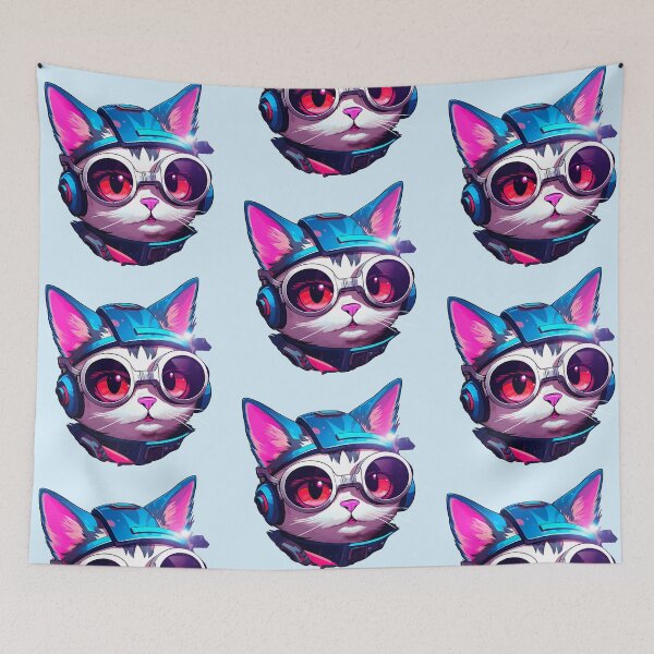Item preview, Subtle Trans Pride Cyberpunk Cat designed and sold by ArtliciousHUMAN.